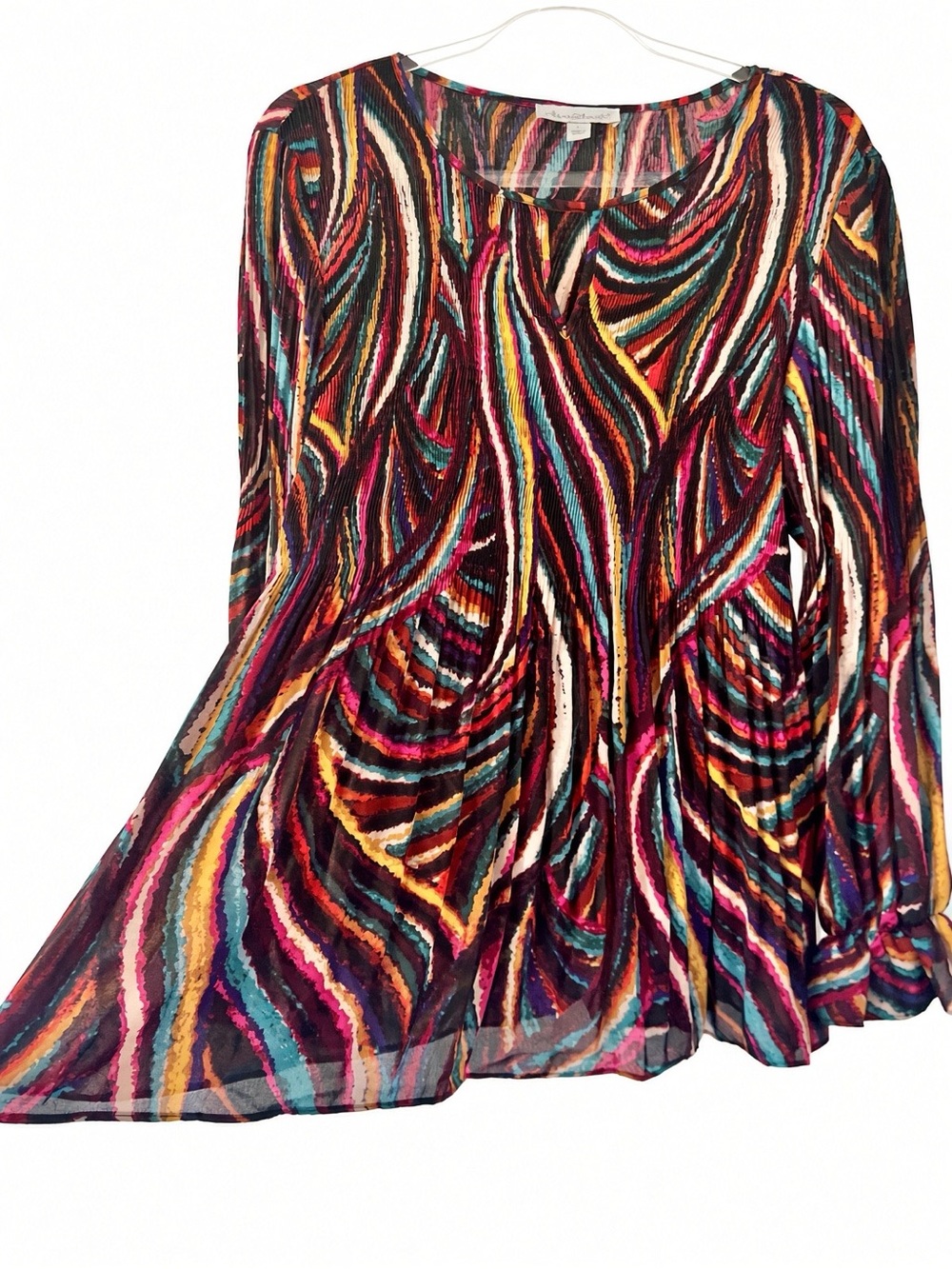 Keren Hart L Multicolor Abstract Wave Print Blouse – Long Sleeve